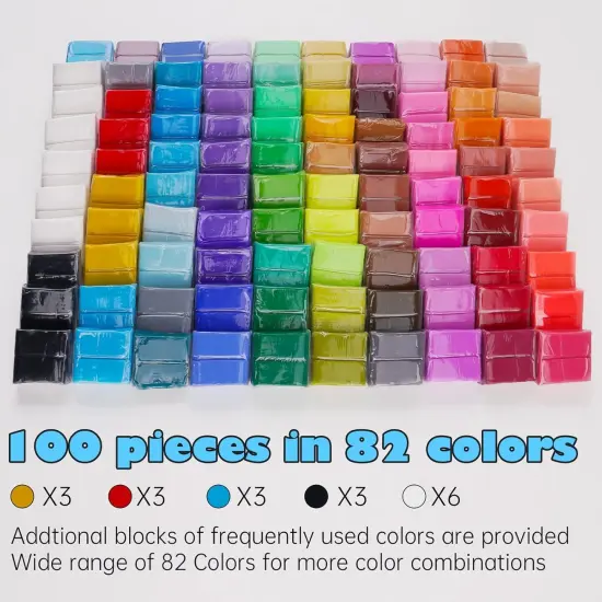 100PCS Polymer Clay Value Pack 82 Colors in Bulk Small Blocks Starter Kit with Tools, Individually Wrapped Oven Modeling Clay, Molding DIY Clay, Baking Clay for Sculpting for Kids Beginner {2}
