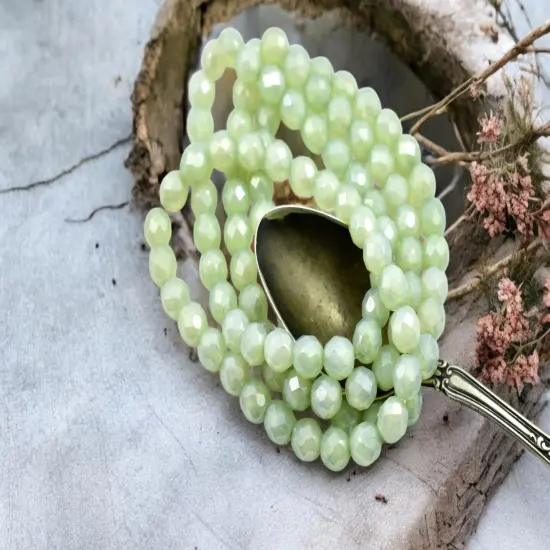 *20* 8mm Sage Opaline Luster Fire Polished Round Beads {2}