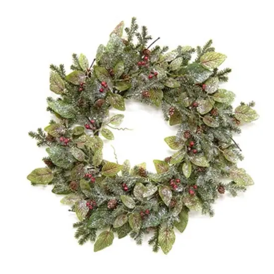 Winter Fittonia Wreath with Pinecones and Red Berries for Christmas Decor {1}