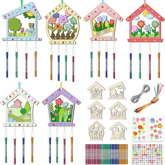 12PCS Birdhouse Wind Chime Kit for Kids {1}