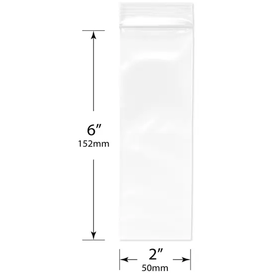 Plymor 2" x 6", 4 Mil Heavy Duty Zipper Reclosable Plastic Bags {3}