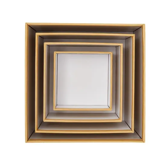 Stockroom Plus Set of 4 Sizes Square Nesting Gift Boxes with Lids for Presents, Stacking Decorative Goodie Box for Holidays, Wedding, Birthday, and Party Favors, (Brown) {6}