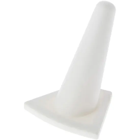 Plymor White Rubber Ring Finger Display, Single on Triangular Base, 2" W x 1.625" D x 2.125" H {1}