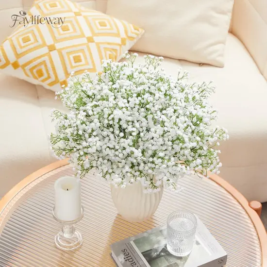 Babys Breath Artificial Flowers - 20PCS Real Touch White Gypsophila Bouquets for Floral Decoration, Wedding, Home, Party, and Garden {5}