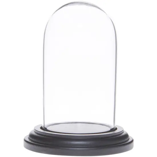 Plymor 1.85" x 3.5" Mini Glass Display Dome Cloche Black Wood {1}