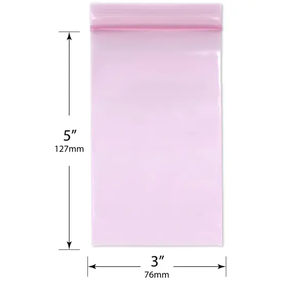 Plymor 3" x 5" (Pack of 100), 4 Mil Heavy Duty Anti-Static Zipper Reclosable Plastic Bags {3}