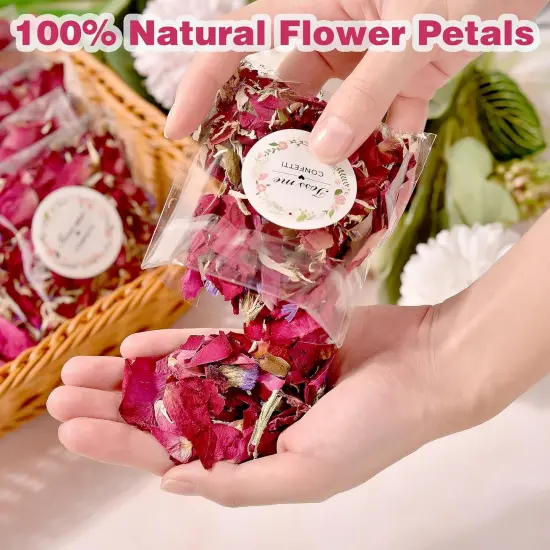 20 Pack Biodegradable Confetti, Dried Flower Petals (Red Rose & Lavender & Marigold) {2}