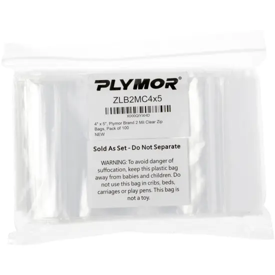 Plymor 4" x 5", 2 Mil Zipper Reclosable Plastic Bags {4}