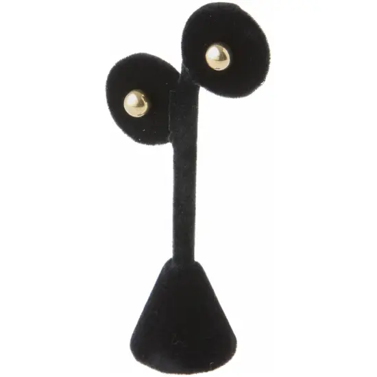 Plymor Black Velvet Two Circles, Single Pair Earring Display Stand, 2.125" W x 1.25" D x 4.75" H {3}