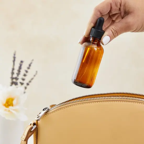 30-Pack 2oz Amber Glass Bottles with Dropper Dispenser and 6 Funnels for Essential Oils, Travel, Perfumes, Liquids, Hair and Body Oils (36 Total Pieces, 60ml) {3}