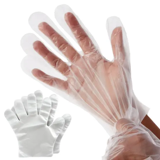 100-Pack Disposable Food Safe Gloves for Cooking, Kitchen Prep and Baking (One Size Fits Most, Clear) {1}