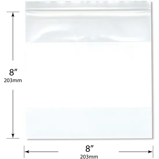 Plymor 8" x 8" (Pack of 100), 4 Mil Heavy Duty White-Block Zipper Reclosable Plastic Bags {3}