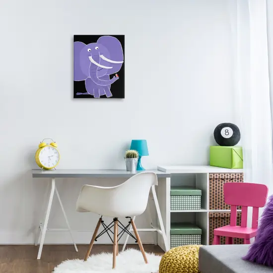 Stupell Industries Elephant & Bird on Black Canvas Design by Carla Daly {2}