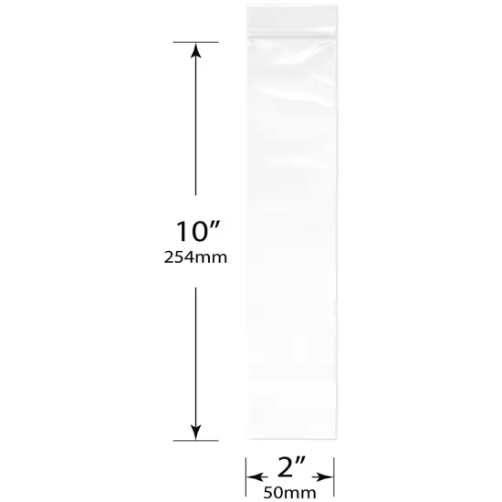 Plymor 2" x 10", 4 Mil Heavy Duty Zipper Reclosable Plastic Bags {3}