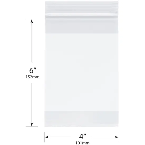 Plymor 4" x 6", 2 Mil with White-Block Zipper Reclosable Plastic Bags {3}