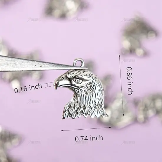 50 Pack Eagle Head Charms Bird Pendants for Jewelry Making {2}
