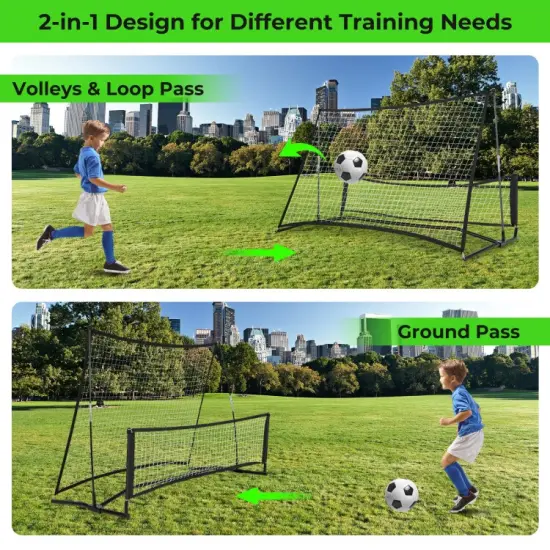 2-in-1 Dual-Sided Soccer Re bounder Net &ndash; Portable Trainer with Fiberglass Frame & Carry Bag {5}