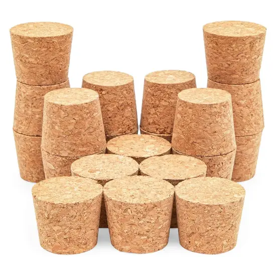 20 Pack Size 16 Large Tapered Corks for Crafts, DIY Art Projects, Stoppers for Wine, Beer Bottles (1.34 x 1 x 1.1 In) Brown {1}