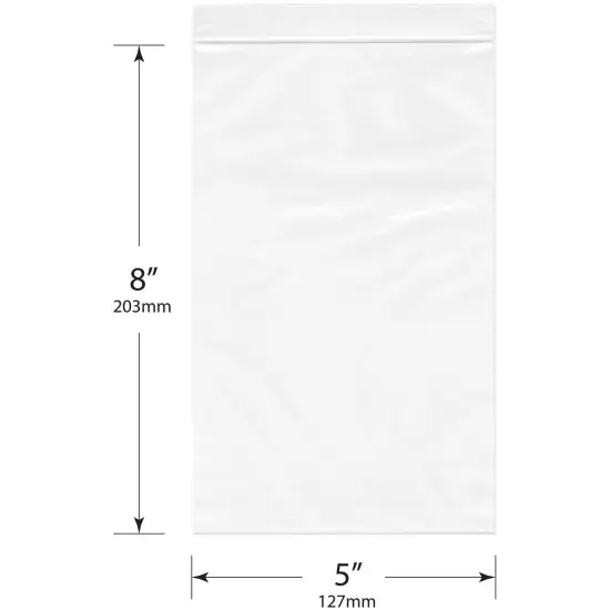 Plymor 5" x 8", 6 Mil Industrial Duty Zipper Reclosable Plastic Bags {3}