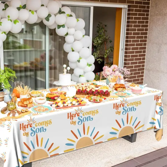 3Pcs Here Comes The Son Baby Shower Tablecloths {4}