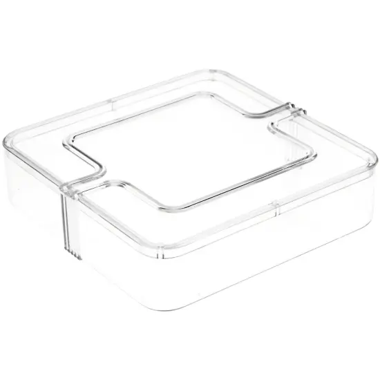 Pioneer Plastics 092C Clear Square Plastic Container, 4.625" W x 4.625" D x 1.125" H {1}
