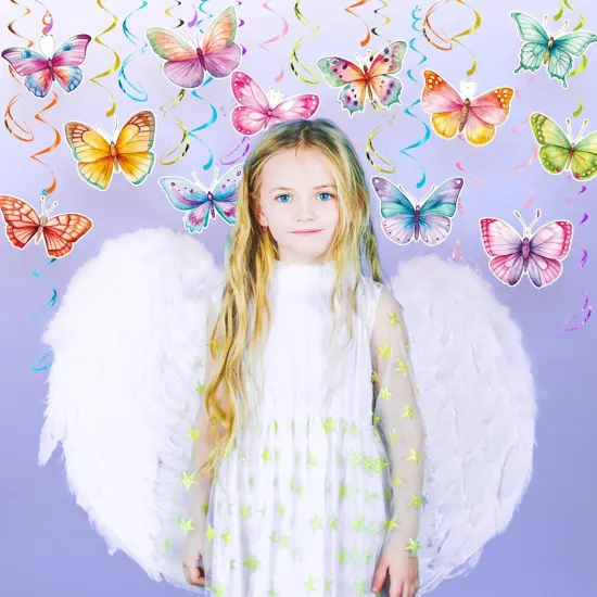36 Pcs Butterfly Party Decoration Spring Butterfly Hanging Swirl Watercolor Butterfly Hanging Ceiling Swirl forSummer {5}