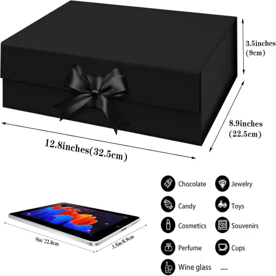 1 PCS Black Gift Box 13x9x4Inch,Gift Boxes with Lids for presents,Collapsible Boxes for Gifts,With Greeting Card,Suitable for Bridesmaid Proposal Box,Birthday Gift Box,Etc. {2}