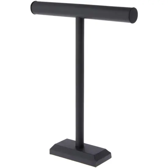 Plymor Black Faux Leather T-Bar Necklace Display Stand, 14" W x 18" H {1}