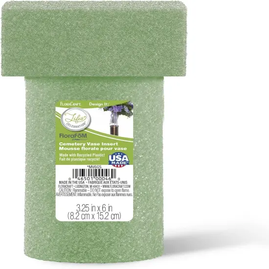 Floral Foam Memorial Vase Insert 3.25 Inch x 6 Inch Green {1}