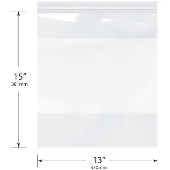 Plymor 13" x 15", 2 Mil with White-Block Zipper Reclosable Plastic Bags {3}