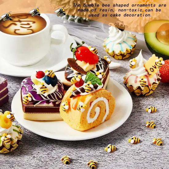 60 Pcs Tiny Resin Bees for Crafts Bulk Small Mini Plastic 3D Flatback Bee Charm Embellishments for Summer Honey Themed Decor Art DIY Crafts Home Decoration {3}