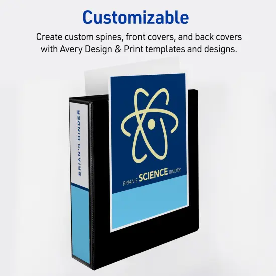 Avery Durable View 3 Ring Binder, 2 Inch Slant Rings, 530-Sheet Capacity, DuraHinge, 2.8 Inch Wide Spine, Customizable Clear Cover and Spine, 1 White Binder (17032) {5}