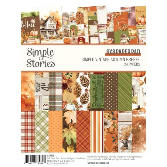 Simple Stories Double-Sided Paper Pad 6"X8" 24/Pkg-Simple Vintage Autumn Breeze {1}