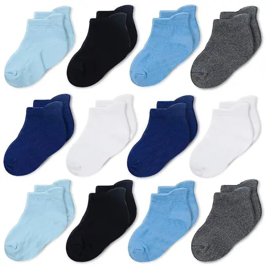 CozyWay Boy Ankle Socks - Comfy Cotton Socks for Boys Ages 3 Years and Up - No Show Soft & Breathable - Multi Color Blue - 12 Pack Multicolor {1}