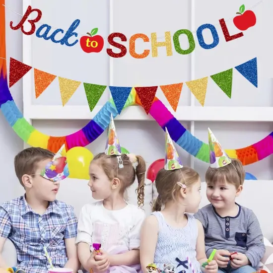 Glitter Back to School Decorations Banner and Colorful Glittery {4}