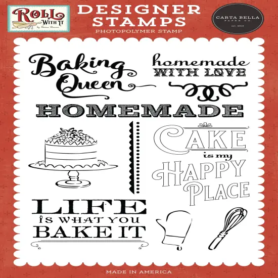 Carta Bella Stamps-Cake Is My Happy Place, Roll With It {1}