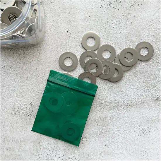 Plymor 3" x 3", Green 2 Mil Zipper Reclosable Plastic Bags {4}