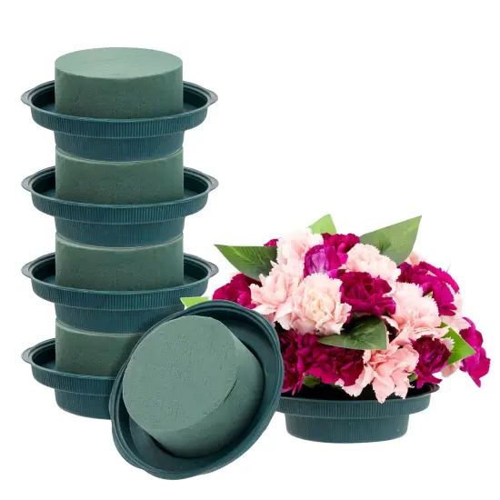6 Pack Wet Floral Foam Round with Bowls for Flowers Arrangements, Wedding Centerpieces (4.7 x 2 In) {1}