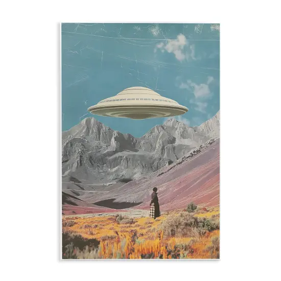 Stupell Industries UFO over Mountain Valley Wall Plaque Design by Wumples {1}