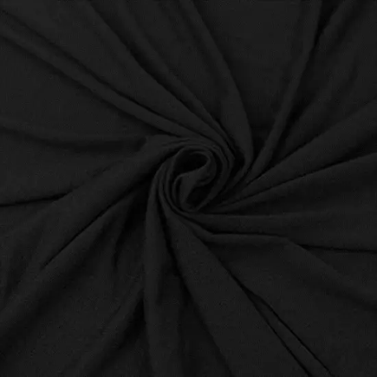 1 Yard Jersey Cotton Spandex Fabric Solid Black 68/69" Width Stretch Knit Apparel Fabric {1}