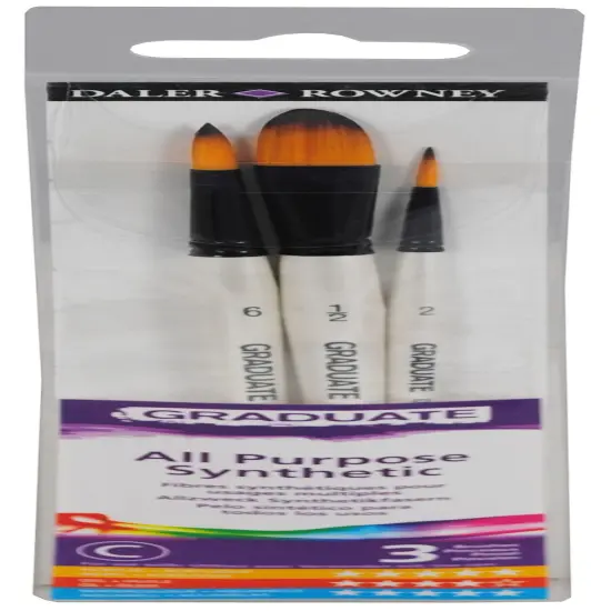 Daler-Rowney Graduate All Purpose Synthetic Brush Set 3/Pkg-Watercolor Short Handle {1}