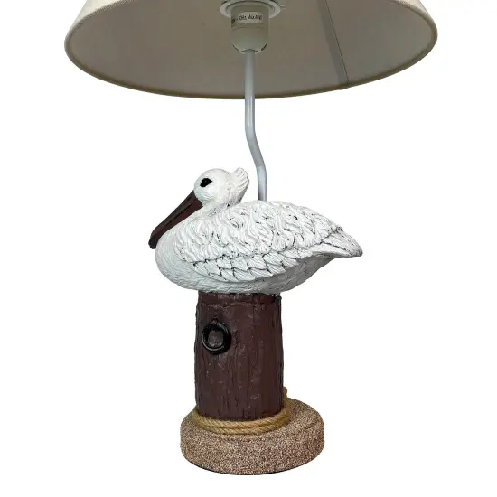 Coastal Pelican Table Lamp 23" Resin Nautical Beach Decor with Shade {4}