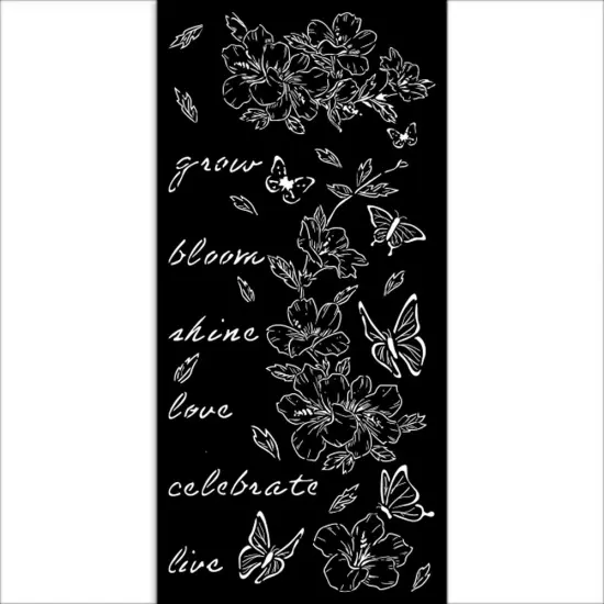 Stamperia Stencil 4.92"X9.84"-Secret Diary Flowers & Butterfly {3}