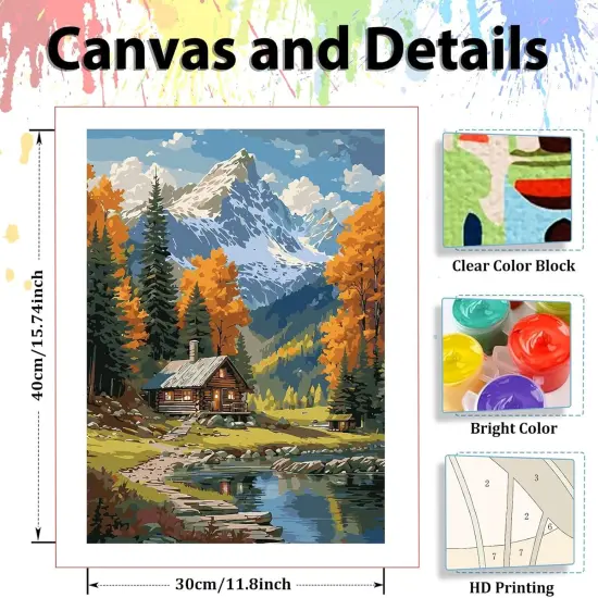 2 Pack Landscape Paint by Number for Adults (12x16 Inch) {3}