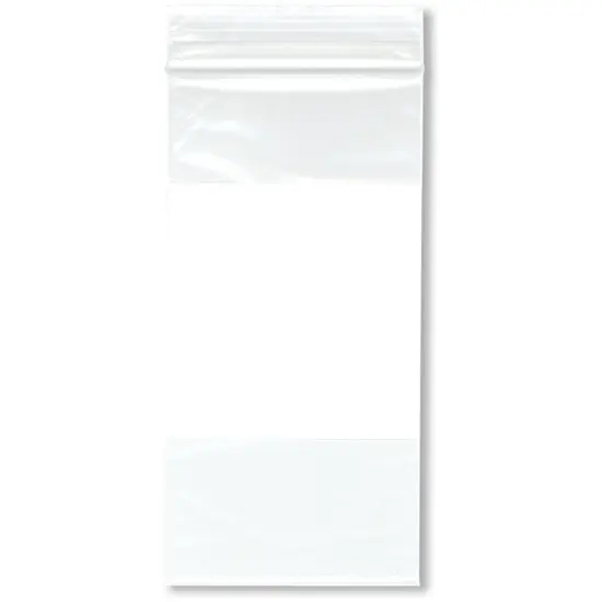 Plymor 3" x 6" (Pack of 100), 2 Mil White-Block Zipper Reclosable Plastic Bags {1}