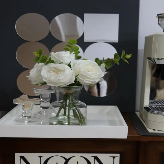 Artificial Flowers with White Roses in Vase, Fix Lifelike Fake Flowers in Vase with Artificial Water, Faux Flower Arrangements for Dining Table Centerpiece Decor {5}