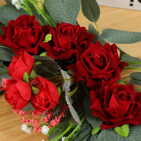 2pcs Artificial Wedding Arch Flowers for Wedding Sign （Red Rose） {3}