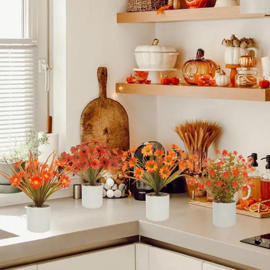 4PCS Fall Potted Flowers {3}