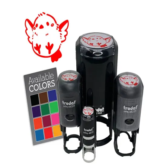 Chubby Chibi Flying Bird Cartoon Self-Inking Rubber Stamp Crafting Planners Brown {7}