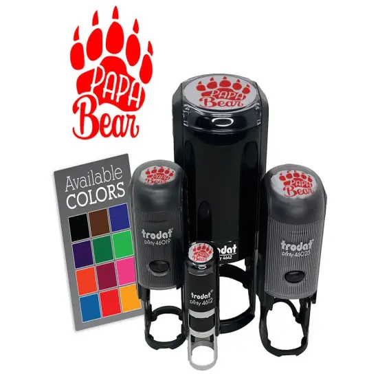 Papa Bear Father's Day Paw Family Self-Inking Rubber Stamp Crafting Planners Orange {7}